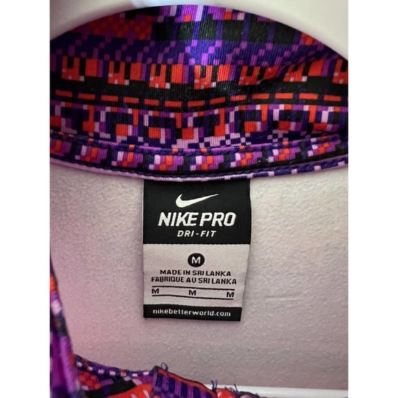 Nike Pro Hyperwarm 8 Bit 1/2 Zip Pullover Top Womens Size Medium Red Purple - Picture 3 of 10